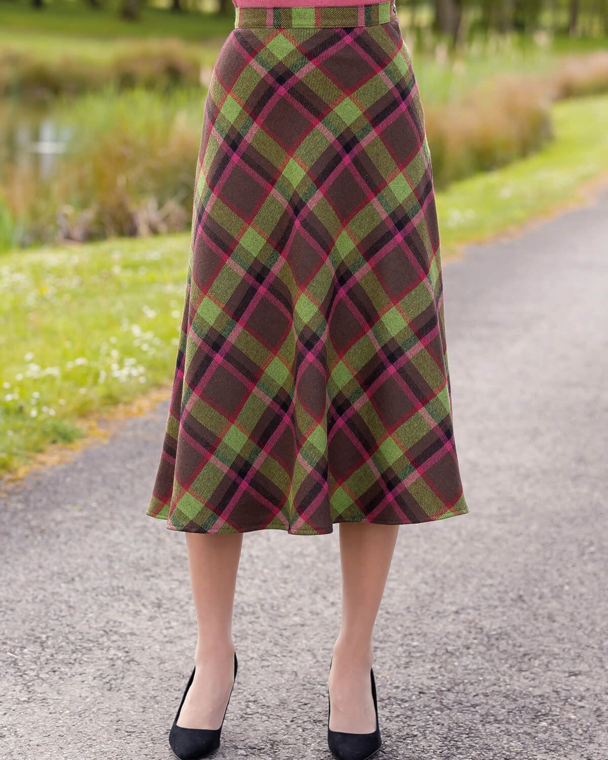 Brown check cheap skirt uk